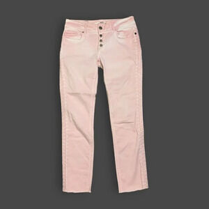 Coccara Embroidered Low  Rise Pink Jeans